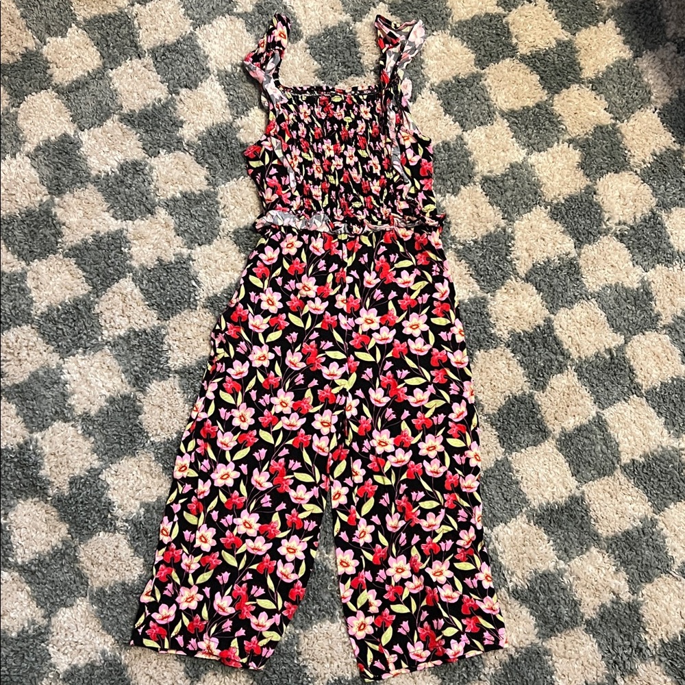 Vince Camuto Floral Smocked Jumpsuit Girls Size 8